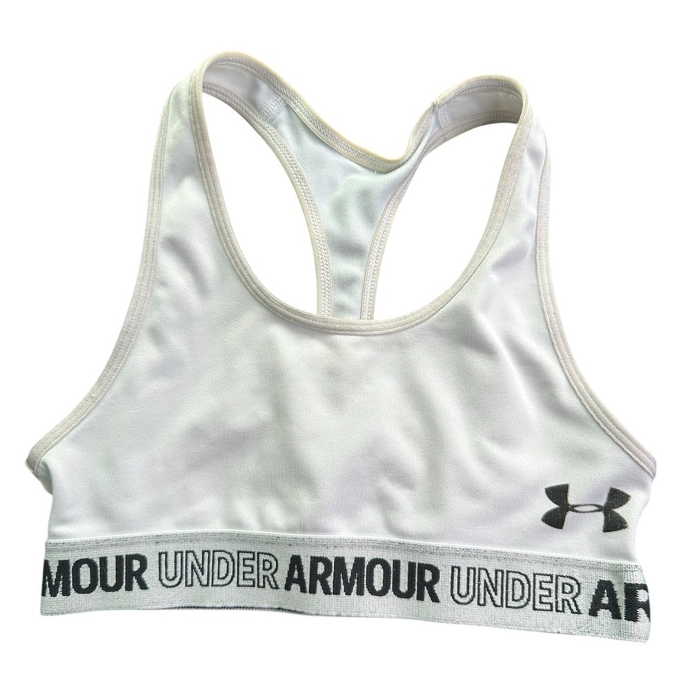 Under Armour. White and Black Racerback Sports Bra - 11” pit to pit